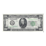 1934 B $20 Federal Reserve Light Green Seal Dallas 305