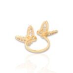 18K Yellow Gold Diamond Butterfly Ring // Ring Size: 6.5 // New