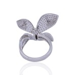 18K White Gold Diamond Flower Ring // Ring Size: 6 // New
