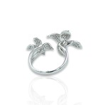 18K White Gold Diamond Flower Ring // Ring Size: 6.25 // New
