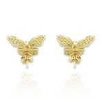 18K Yellow Gold Diamond Butterfly Earrings // New