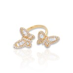 18K Yellow Gold Diamond Butterfly Ring // Ring Size: 6.5 // New