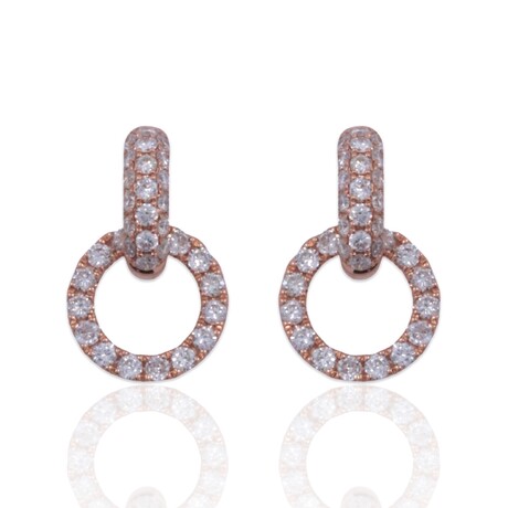 18K Rose Gold Diamond Earrings // New