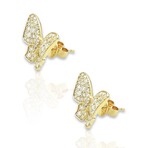 18K Yellow Gold Diamond Butterfly Earrings // New