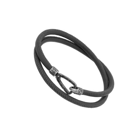 Lash Double Wrap Smooth Leather Bracelet // Black (Small: 15.5")