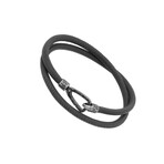 Lash Double Wrap Smooth Leather Bracelet // Black (Small: 15.5")