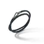 Lash Double Wrap Woven Leather Bracelet // Black (Small: 15.5")
