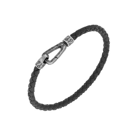 Lash Single Strand Woven Leather Bracelet // Black (Small: 7.5")