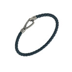 Lash Single Strand Woven Leather Bracelet // Blue (Small: 7.5")