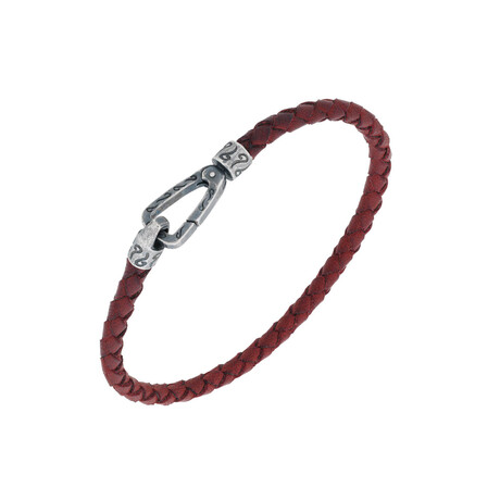 Lash Single Strand Woven Leather Bracelet // Red (Small: 7.5")