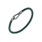 Lash Single Strand Woven Leather Bracelet // Green (Small: 7.5")