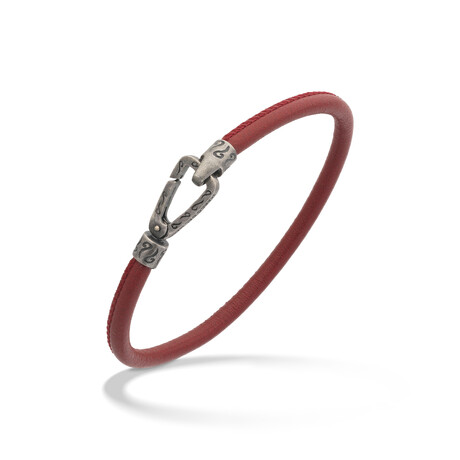 Lash Single Strand Smooth Leather Bracelet // Red (Small: 7.5")