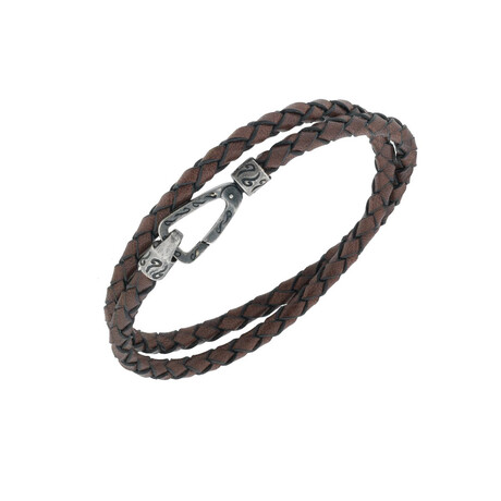 Lash Double Wrap Woven Leather Bracelet // Brown (Small: 15.5")
