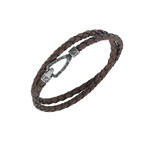 Lash Double Wrap Woven Leather Bracelet // Brown (Small: 15.5")