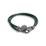 Moneta Sovereign Disc Leather Bracelet // Green (Small: 7.5")