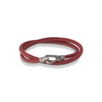 Lash Double Wrap Smooth Leather Bracelet // Red (Small: 15.5")