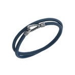 Lash Double Wrap Smooth Leather Bracelet // Blue (Small: 15.5")
