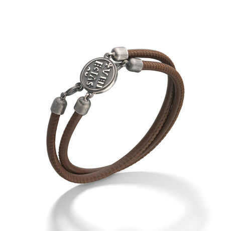 Moneta Sovereign Disc Leather Bracelet // Brown (Small: 7.5")