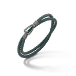 Lash Double Wrap Woven Leather Bracelet // Green (Small: 15.5")