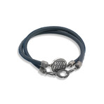 Moneta Sovereign Disc Leather Bracelet // Blue (Small)