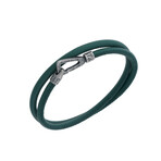 Lash Double Wrap Smooth Leather Bracelet // Green (Small: 15.5")