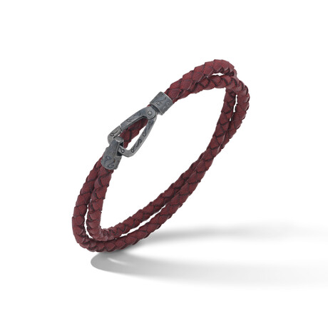 Lash Double Wrap Woven Leather Bracelet // Red (Small: 15.5")