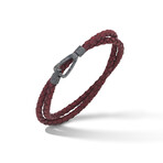 Lash Double Wrap Woven Leather Bracelet // Red (Small: 15.5")
