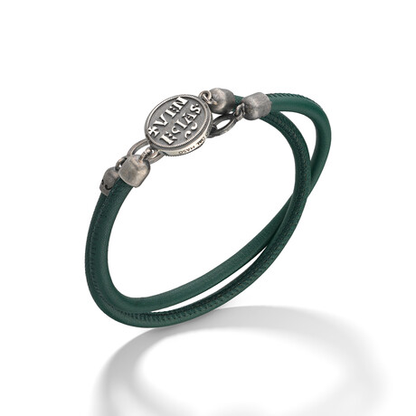 Moneta Sovereign Disc Leather Bracelet // Green (Small: 7.5")