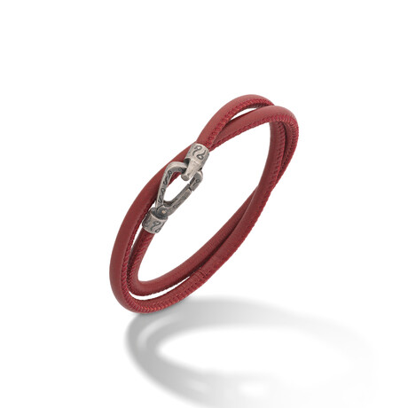 Lash Double Wrap Smooth Leather Bracelet // Red (Small: 15.5")