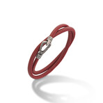 Lash Double Wrap Smooth Leather Bracelet // Red (Small: 15.5")