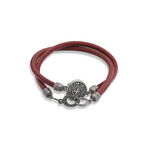 Moneta Sovereign Disc Leather Bracelet // Red (Small: 7.5")