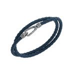 Lash Double Wrap Woven Leather Bracelet // Blue (Small: 15.5")