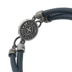 Moneta Sovereign Disc Leather Bracelet // Blue (Small)