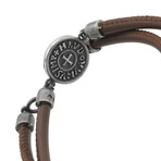 Moneta Sovereign Disc Leather Bracelet // Brown (Small: 7.5")