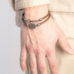 Moneta Sovereign Disc Leather Bracelet // Brown (Small: 7.5")