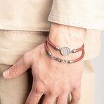 Moneta Sovereign Disc Leather Bracelet // Red (Small: 7.5")