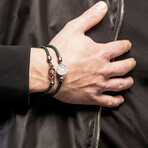Moneta Sovereign Disc Leather Bracelet // Green (Small: 7.5")