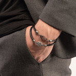 Moneta Sovereign Disc Leather Bracelet // Black (Small: 7.5")