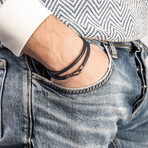 Lash Double Wrap Smooth Leather Bracelet // Blue (Small: 15.5")