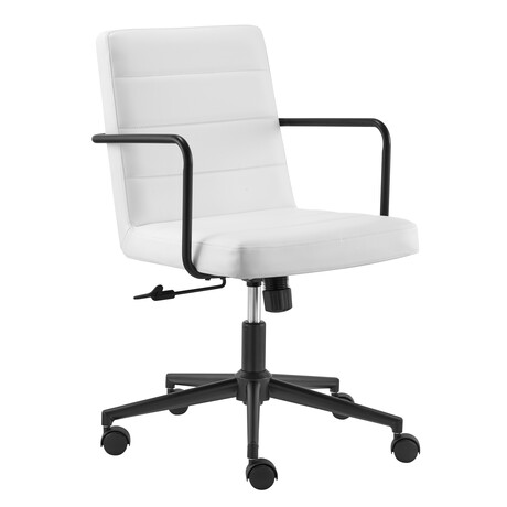 Leander Office Chair in White with Matte Black Armrests/Base