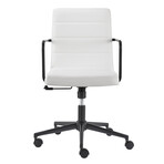 Leander Low Back Office Chair (Ivory + Brushed Nickel Armrests/Base)