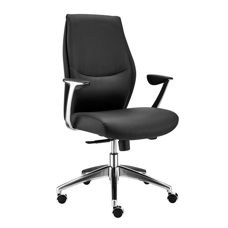 Crosby Low Back Office Chair (Black + Polished Aluminum Base)