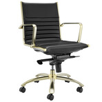 Dirk Low Back Office Chair // Black with Matte Brushed Gold Base