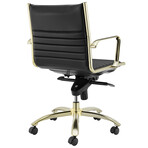 Dirk Low Back Office Chair // Black with Matte Brushed Gold Base