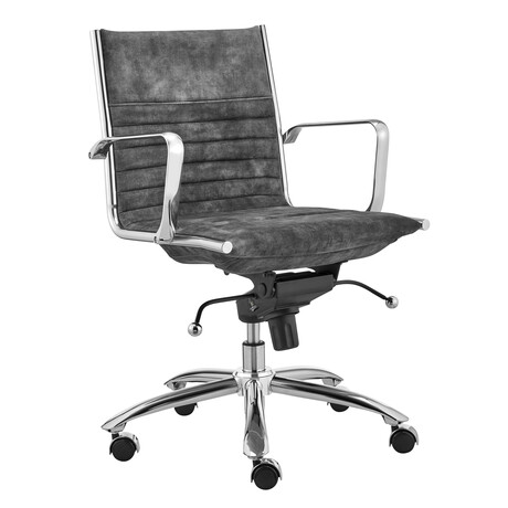 Dirk Low Back Office Chair in Velvet (Beige Velvet + Chromed Steel Base)