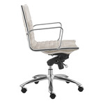 Dirk Low Back Office Chair in Velvet (Beige Velvet + Chromed Steel Base)