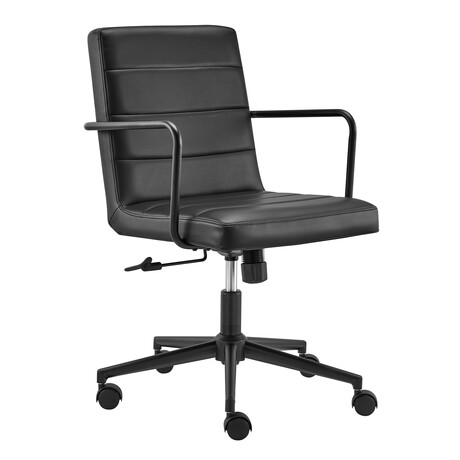 Leander Low Back Office Chair (Black + Matte Black Armrests/Base)