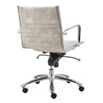 Dirk Low Back Office Chair in Velvet (Beige Velvet + Chromed Steel Base)