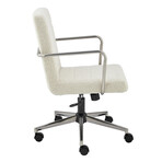 Leander Low Back Office Chair (Ivory + Brushed Nickel Armrests/Base)