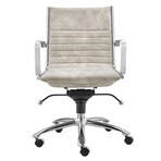 Dirk Low Back Office Chair in Velvet (Gray Velvet + Chromed Steel Base)